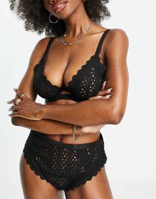 ASOS DESIGN Coppe Grandi - Violet - Reggiseno preformato con ferretto e pizzo, colore nero