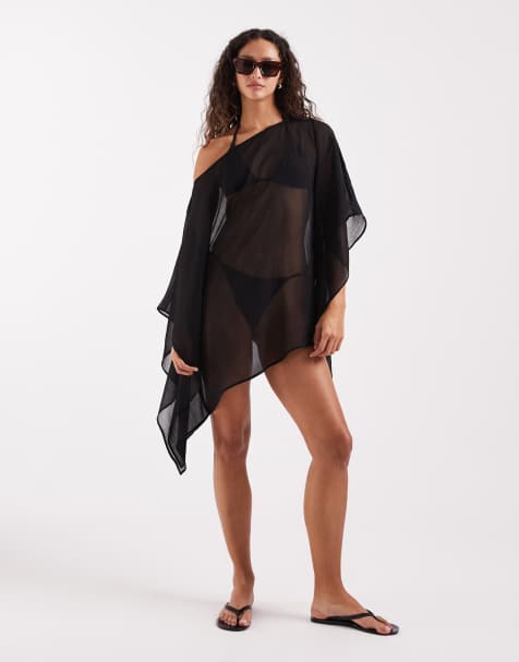 ASOS DESIGN - Copricostume corto da mare nero trasparente - view 1