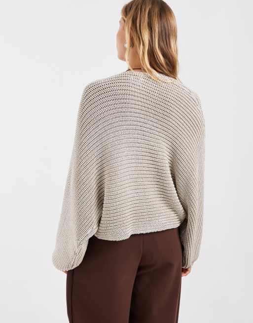 ASOS DESIGN - Coprispalle in maglia metallizzata oro pallido, 4 di 4