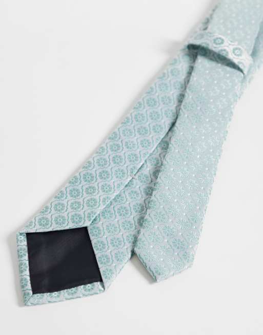 ASOS DESIGN - Corbata azul con diseño floral geométrico, 2 de 3