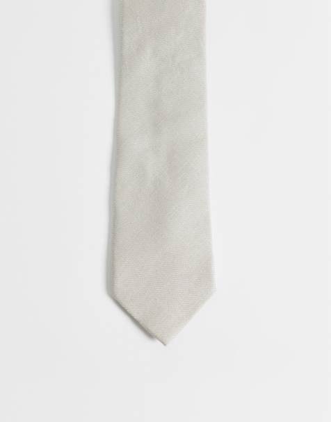 ASOS DESIGN - Corbata gris de mezcla de lino - view 1