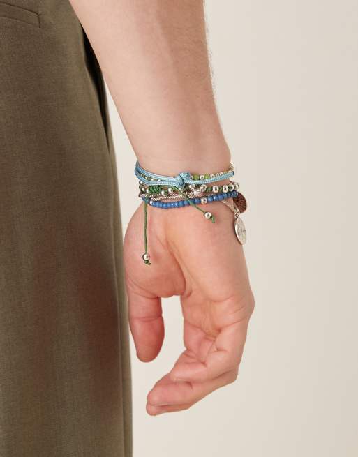 ASOS DESIGN cord and beaded 5 pack bracelets in multi , 3 of 3