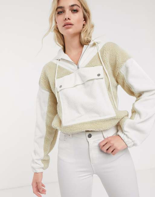 Borg cropped hoodie hot sale