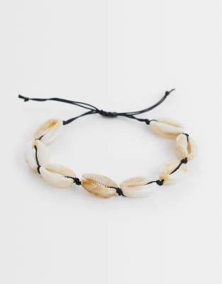 Asos Design Festival Faux Shell Bracelet In Gold