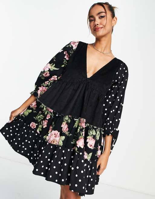 Asos mixed print dress best sale