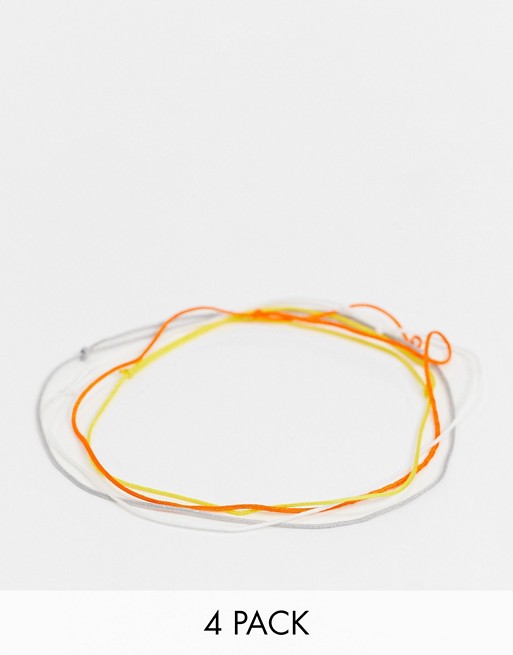 ASOS DESIGN cord anklet pack in multi colours