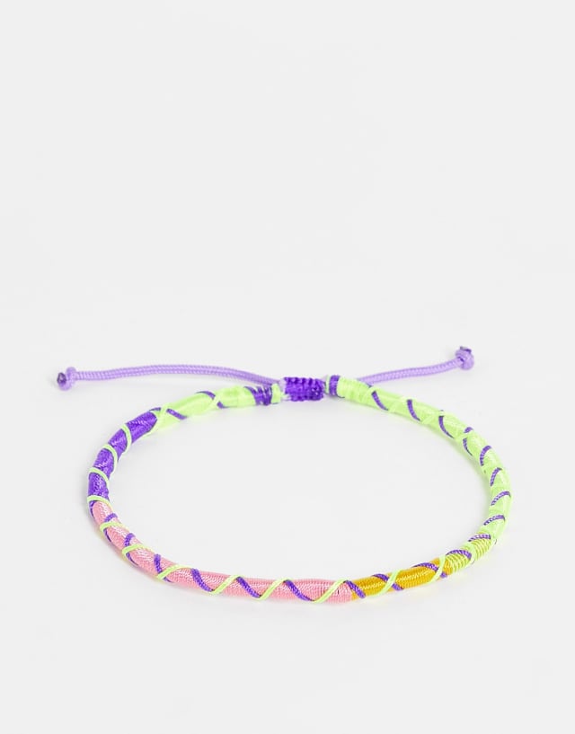 ASOS DESIGN cord anklet in multicolor and wrap detail
