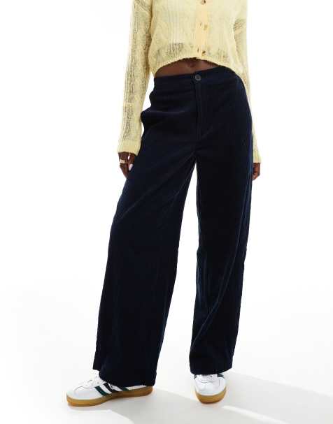 ASOS DESIGN cord barrel pants in navy - view 1