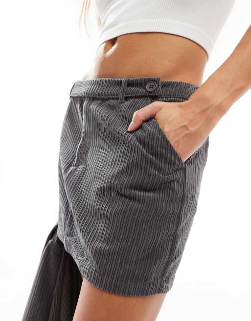 ASOS Design Cord Belted Micro Mini Skirt in Gray Part of A Set