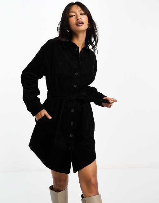 Black belted 2025 shirt dress