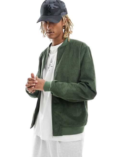 FhyzicsShops DESIGN cord bomber jacket in khaki