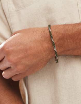 [ASOS DESIGN] ASOS DESIGN cord bracelet with clip clasp in khaki-Green No Size KHAKI