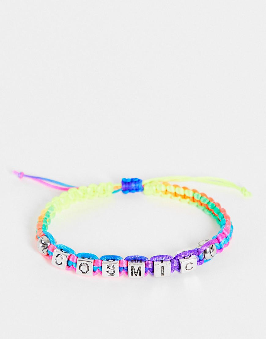 ASOS DESIGN cord bracelet with cosmic beads in multicolor