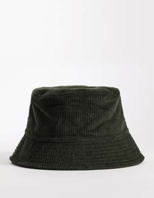 Asos Design Cord Bucket Hat In Green