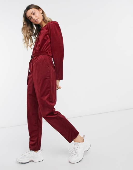 Red store cord jumpsuit