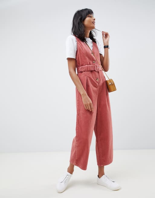 Red cheap cord jumpsuit