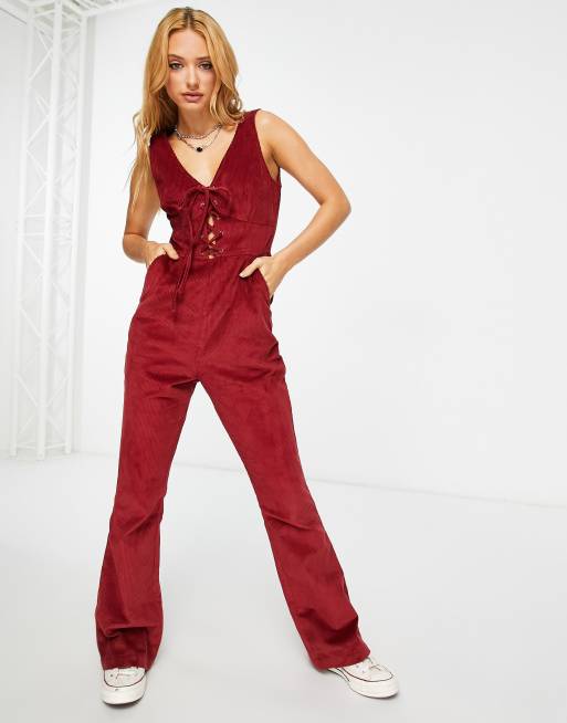 Red discount cord jumpsuit