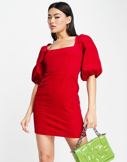 ASOS DESIGN cord corset mini dress in red