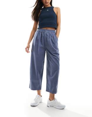 cord cropped balloon pants in blue