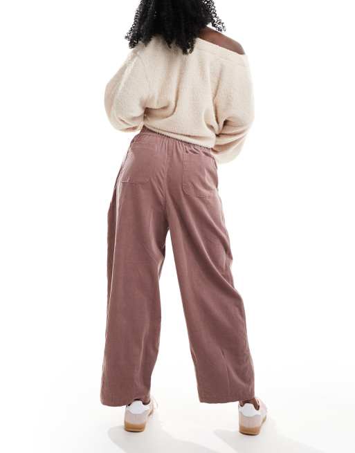ASOS DESIGN cord cropped balloon trousers in mink, 4 of 5