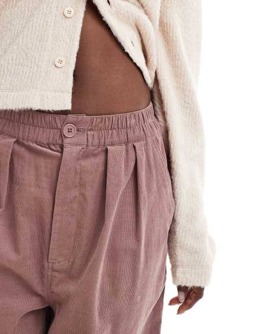 ASOS DESIGN cord cropped balloon trousers in mink, 5 of 5