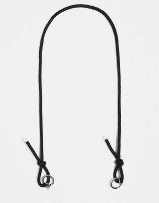 cord cross body phone holder in black