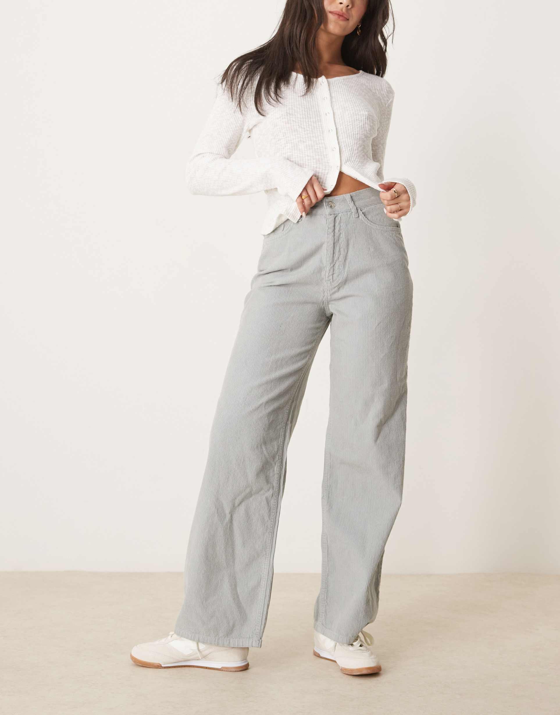 asos design cord dad jean in gray