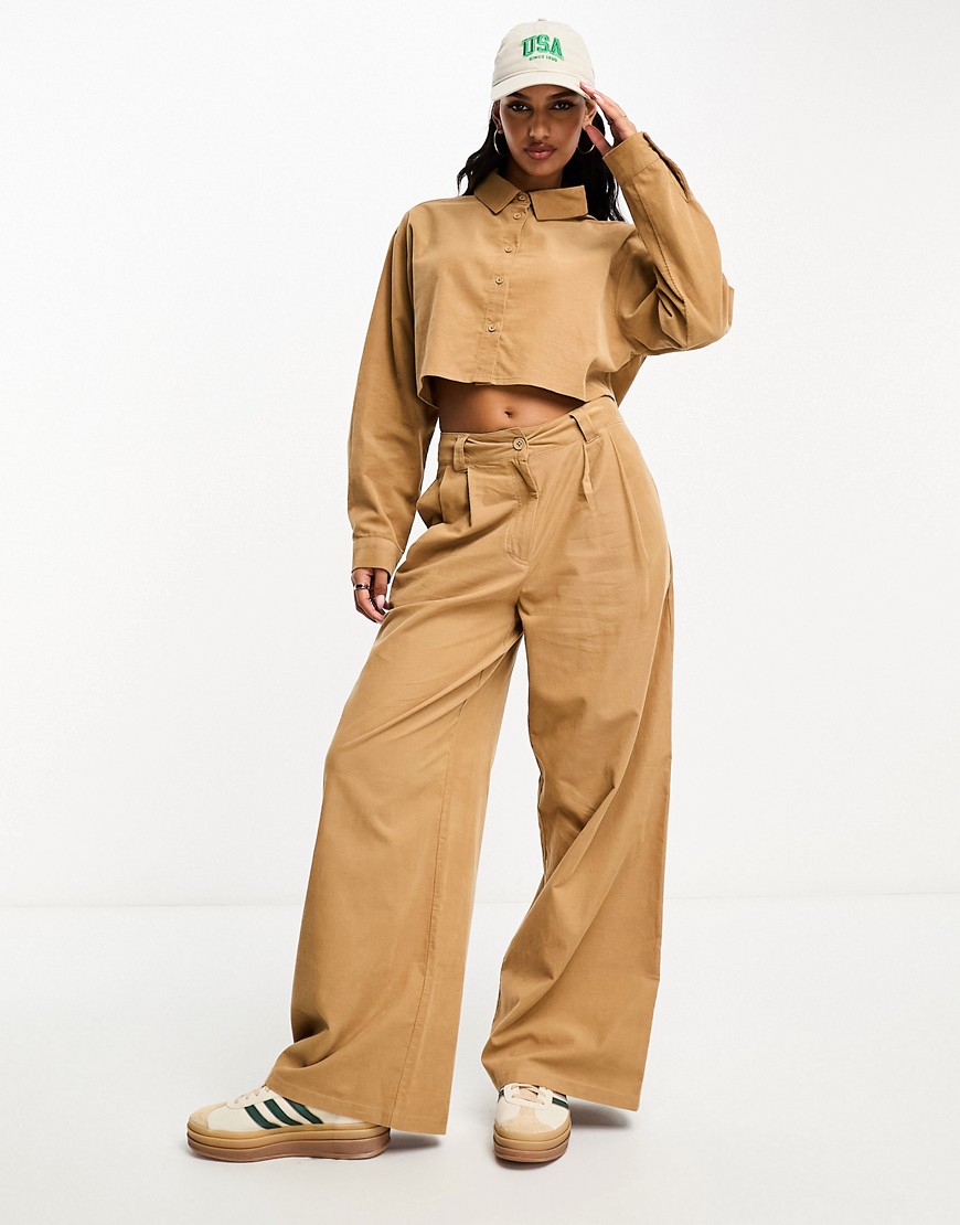 ASOS DESIGN cord dad trouser in camel co-ord-Neutral