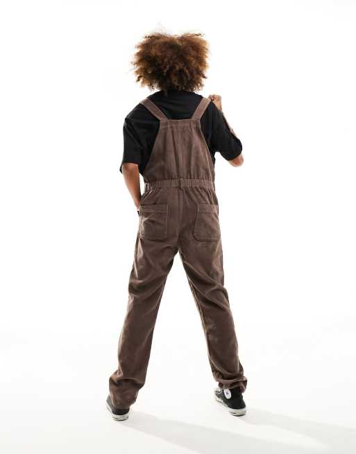 ASOS DESIGN cord dungarees in chocolate brown, 3 of 4