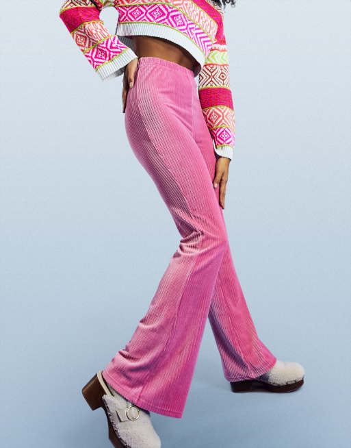 ASOS DESIGN cord flare pants in pink ASOS