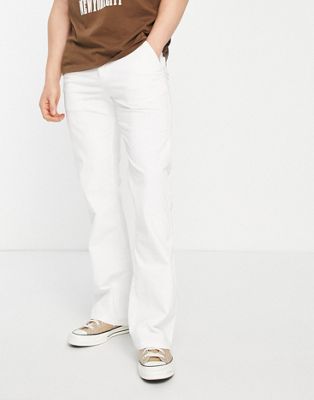 ASOS DESIGN cord flare trousers in white