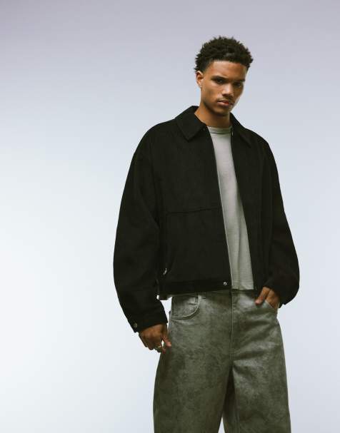ASOS DESIGN cord harrington jacket in black - view 1
