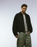 [ASOS DESIGN] ASOS DESIGN cord harrington jacket in black S BLACK