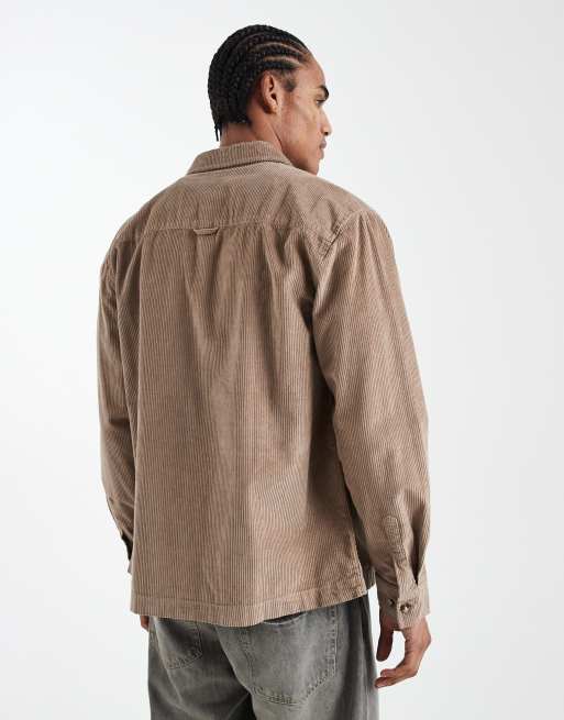 ASOS DESIGN – Cord-Hemdjacke in Beige mit Aufnäher, 3 von 5