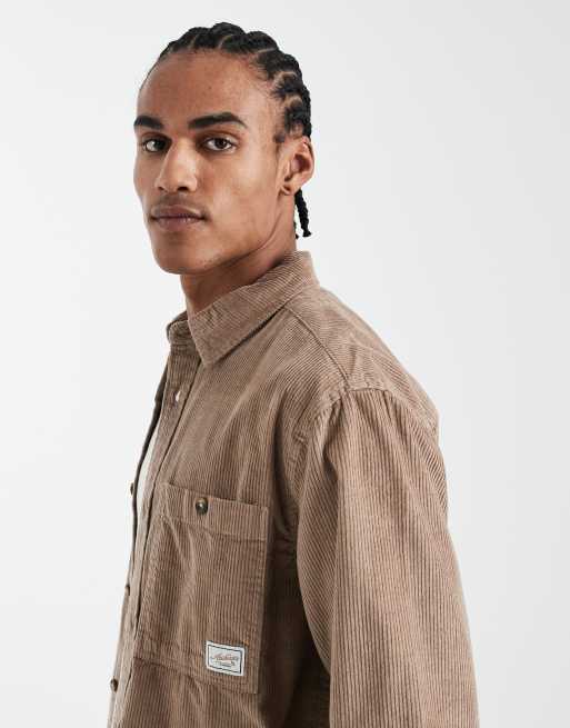 ASOS DESIGN – Cord-Hemdjacke in Beige mit Aufnäher, 4 von 5