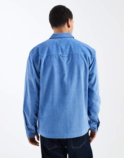 ASOS DESIGN – Cord-Hemdjacke in Blau mit Aufnäher, 3 von 5