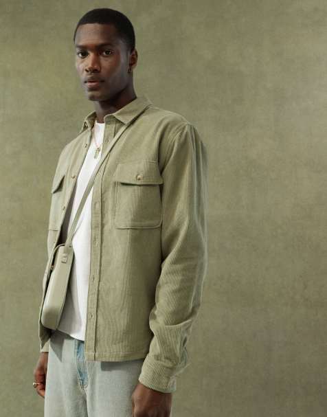 ASOS DESIGN – Cord-Hemdjacke in Khaki - view 1