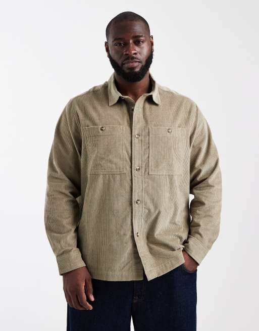 ASOS DESIGN – Cord-Hemdjacke in Khaki, 5 von 5