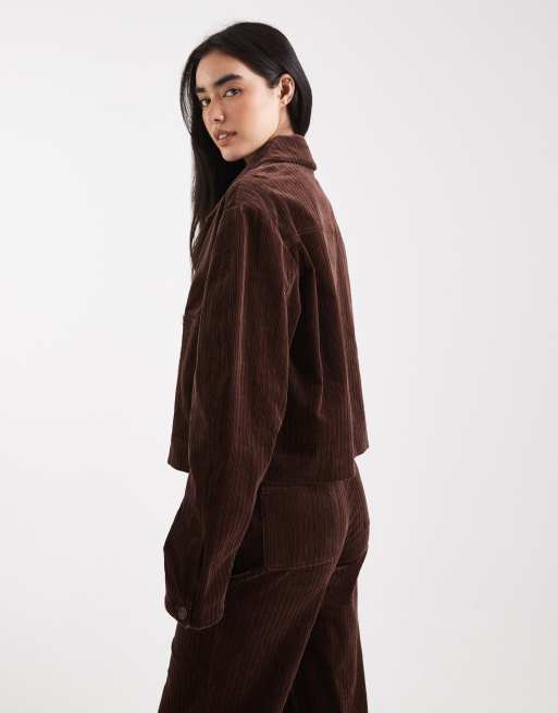 ASOS DESIGN cord jacket co-ord in brown, 2 of 4