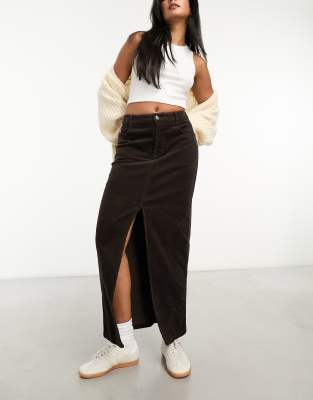 ASOS DESIGN cord maxi skirt in chocolate ASOS