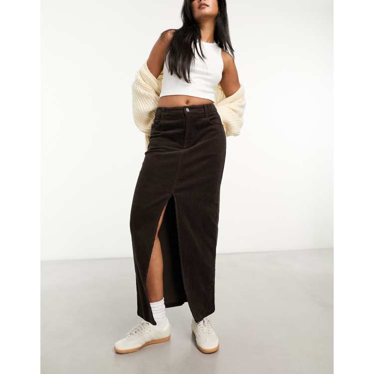 Black corduroy skirt long hotsell