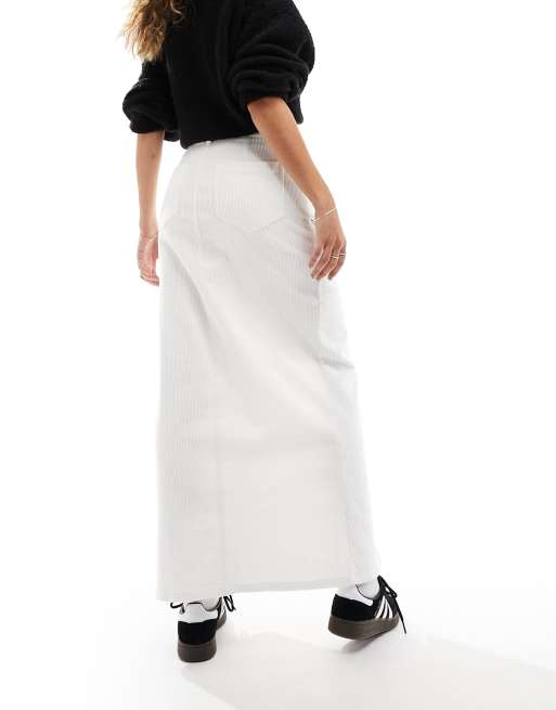 ASOS DESIGN cord maxi skirt in white