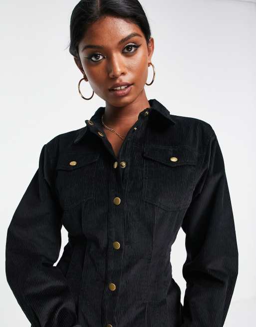 Black corduroy shirt on sale dress