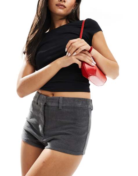 ASOS DESIGN cord mini short in grey - view 1
