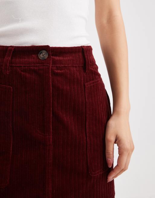 ASOS DESIGN cord mini skirt in burgundy - part of a set, 3 of 4