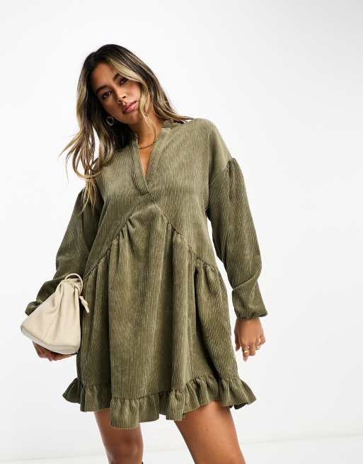 olive green swing dress Short Sleeve Swing Linen Midi Dress, Green Fit and Flare Linen Dress, Summer Womens Linen Dress with Pockets, Custom Dress, Xiaolizi 3663#