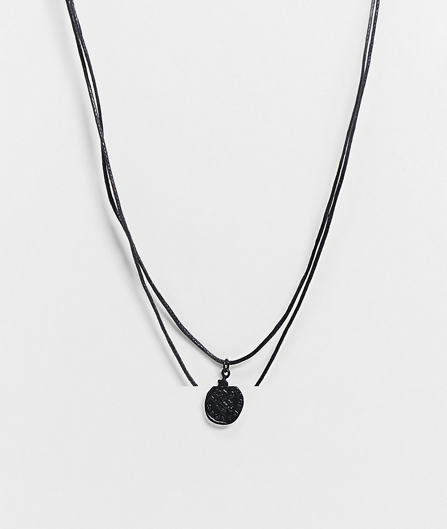 ASOS DESIGN cord neckchain with black charm in black