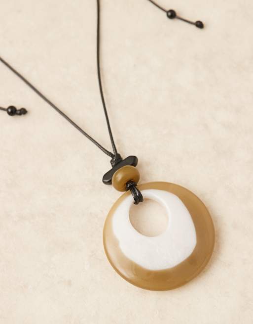 ASOS DESIGN cord necklace with faux-shell pendant