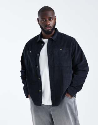 Asos Design Cord Overshirt In Blue
