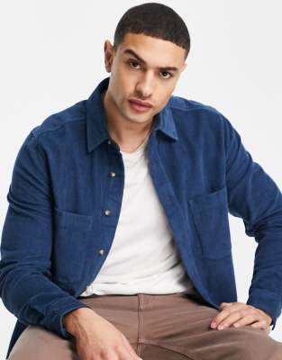 ASOS DESIGN cord overshirt in blue